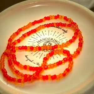 Red and orange necklace, handmade choker/neklace.